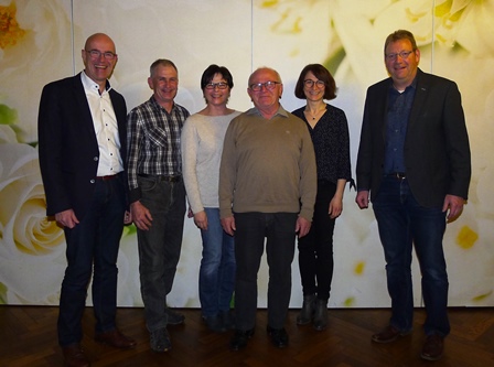 Im Bild von links nach rechts: Markus Vogel, Klaus Baßler, Ursula Baßler, Albert Schneider, Kathrin Merkel, Rupert Bäuerle